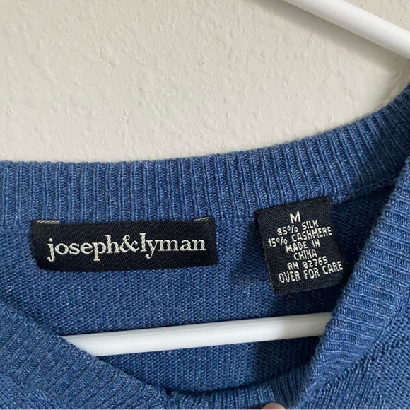 Joseph & Lyman Mens Silk and Cashmere Light Weight Blue Vest Medium - Picture 4 of 6